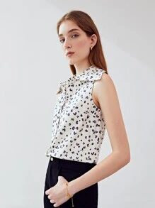 MOTF X Gisela Talita Chemisier vintage sans manches - Noir et Blanc - Voir 8