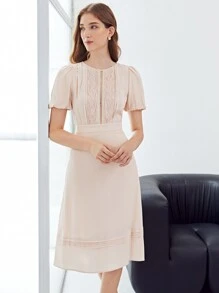 MOTF PREMIUM VISCOSE PUFF SLEEVE DRESS - Baby Pink - View 4