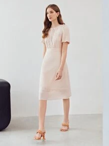 MOTF PREMIUM VISCOSE PUFF SLEEVE DRESS - Baby Pink - View 5