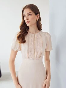 MOTF PREMIUM VISCOSE PUFF SLEEVE DRESS - Baby Pink - View 6