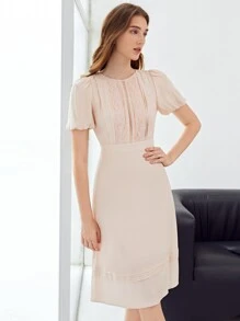 MOTF PREMIUM VISCOSE PUFF SLEEVE DRESS - Baby Pink - View 8
