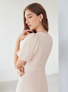 MOTF PREMIUM VISCOSE PUFF SLEEVE DRESS - Baby Pink - View 9