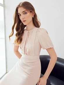 MOTF PREMIUM VISCOSE PUFF SLEEVE DRESS - Baby Pink - View 10