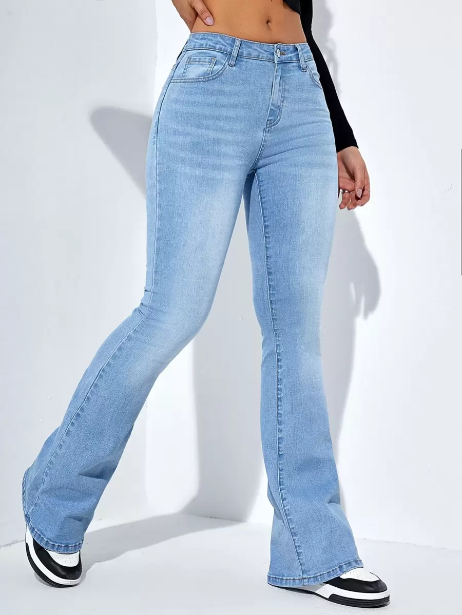 SHEIN Frenchy Slant Pocket Bootcut Leg Jeans Casual