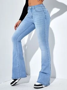 SHEIN Frenchy Slant Pocket Bootcut Leg Jeans Casual