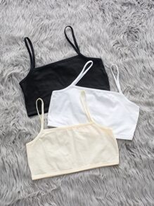 Girls 3pcs Solid Cami Bralet - Multicolor - View 1