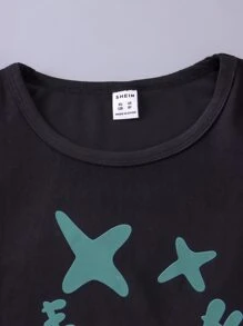 Boys Four-pointed Star & Letter Graphic PJ Set - Multicolor - View 3