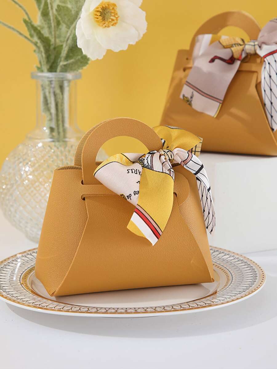 1pc Solid Color Gift Bag With Random Bow - Multicolor - View 1