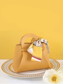 1pc Solid Color Gift Bag With Random Bow - Multicolor - View 2