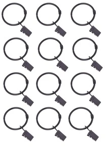 12入組金屬窗簾圓環帶夾 - 黑色 - 查看 2