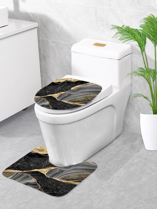 1pc Marble Pattern Bath Rug Or 1pc Shower Curtain SHEIN USA