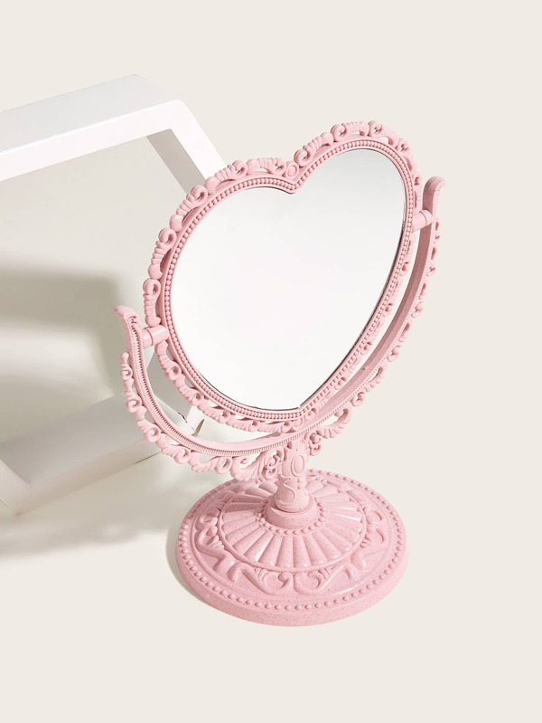 Desktop Mirror, 1pc Vanity Cute Heart Shaped Detachable Double Sided