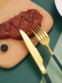 4/16/24 piezas Juego de cubertería de acero inoxidable, adecuado para restaurantes, hoteles, bodas, fiestas, regalo - Multicolor - Ver 7