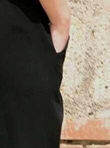 EURMUSE Solid Slant Pocket Joggers - Black - View 5