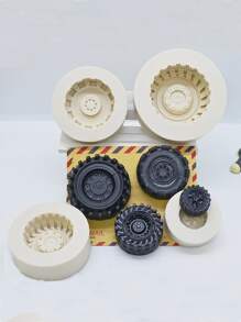 件套 3D 圓形輪胎軟糖矽膠模具用於蛋糕裝飾糖藝巧克力果凍製作模具粘土工具