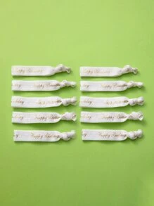 10pcs Gradient Color Birthday Party Wristbands, Elastic Bracelets - White - View 3