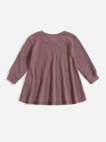 SHEIN Baby Waffle Knit Tee Dress - Mauve Purple - View 2