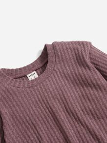 SHEIN Baby Waffle Knit Tee Dress - Mauve Purple - View 4