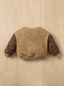 SHEIN Leap Crew Baby Girl Leopard Print Sweatshirt - Mocha Brown - View 2