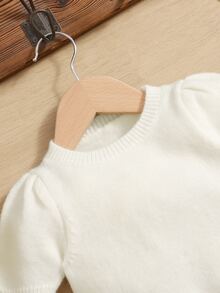 SHEIN Baby Puff Sleeve Knit Top - White - View 3