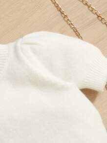 SHEIN Baby Puff Sleeve Knit Top - White - View 4