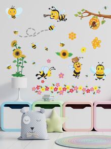 1pc Bee Pattern Wall Sticker, Stickers, Wall Decal, Vinly Decal For Home Decorations, Spring Decoration Items Refresh Your Home, Rama Decoration Stickers Gifts Birthday Graduation