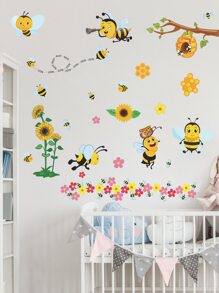1pc Bee Pattern Wall Sticker, Stickers, Wall Decal, Vinly Decal For Home Decorations, Spring Decoration Items Refresh Your Home, Rama Decoration Stickers Gifts Birthday Graduation