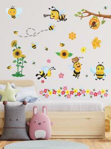 1pc Bee Pattern Wall Sticker, Stickers, Wall Decal, Vinly Decal For Home Decorations, Spring Decoration Items Refresh Your Home, Rama Decoration Stickers Gifts Birthday Graduation