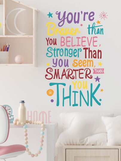 1pc Slogan Graphic Wall Sticker,Stickers,Wall Decal, Vinyl Decal For Home Decorations,Spring Decoration Items Refresh Your Home,Rama Decoration Stickers Gifts Birthday Graduation