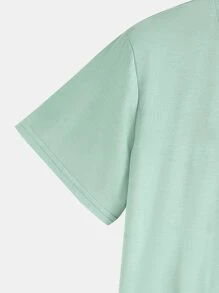 Manfinity Homme Men Curved Hem Tee - Mint Green - View 3