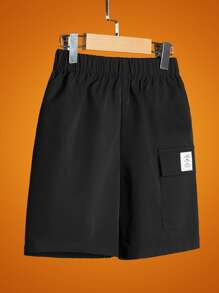 SHEIN Tween Boy Letter Patched Detail Flap Pocket Shorts