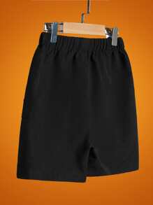 SHEIN Tween Boy Letter Patched Detail Flap Pocket Shorts