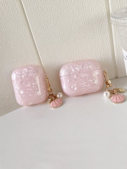 Pink Seashell Pattern Protective Case Compatible With Apple Pro 3, Pro 2, And 4 Earphone Cover
