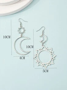 Moon & Sun Drop Earrings - Silver - View 5