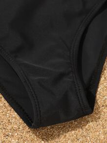 Tween Girl 3packs Butterfly Print Bikini Set With Random Fire Print Kimono Summer Beach - Black - View 3