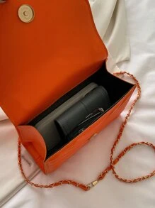 輕便商務休閒迷你 V 型翻蓋方形包適合青少年女孩女大學生、菜鳥和白領，非常適合辦公室、大學、工作、商務、通勤、戶外、旅行、郊遊 - 橘色 - 查看 5