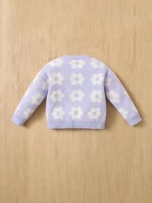 SHEIN Baby Floral Pattern Cardigan - Lilac Purple - View 2