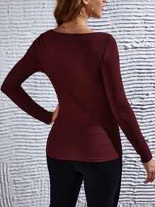 SHEIN 孕婦雞心領口前打結T恤 - 紫紅色 - 查看 2