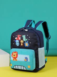 Bolso de escuela de niños con estampado de dibujos animados - Celeste - Ver 1