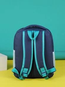 Bolso de escuela de niños con estampado de dibujos animados - Celeste - Ver 2