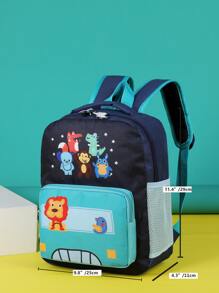 Bolso de escuela de niños con estampado de dibujos animados - Celeste - Ver 3