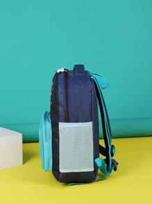 Bolso de escuela de niños con estampado de dibujos animados - Celeste - Ver 4