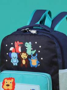 Bolso de escuela de niños con estampado de dibujos animados - Celeste - Ver 5