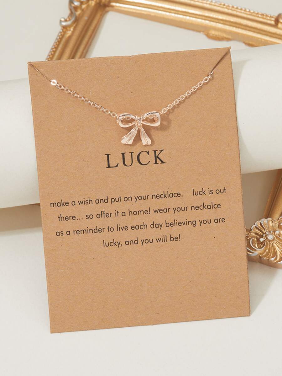 Bow Pendant Necklace Valentines,Mom,Mother,Mother's Day,Gift - Rose Gold - View 1