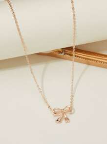 Bow Pendant Necklace Valentines,Mom,Mother,Mother's Day,Gift - Rose Gold - View 2