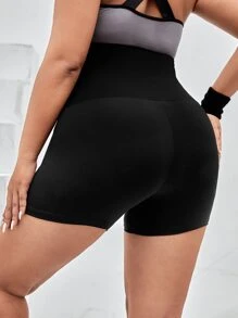 Easithlete Plus Hook And Eye Sports Shorts, Biker Shorts - Black - View 2