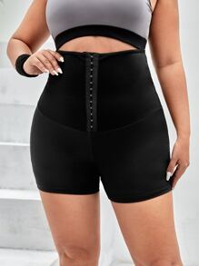 Easithlete Plus Hook And Eye Sports Shorts, Biker Shorts - Black - View 4