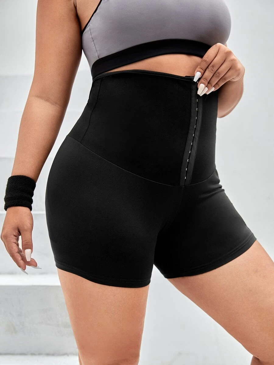 Easithlete Plus Hook And Eye Sports Shorts, Biker Shorts - Black - View 1