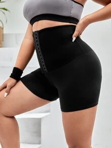 Easithlete Plus Hook And Eye Sports Shorts, Biker Shorts - Black - View 6