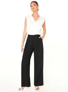 SHEIN Essnce Pantalones de pierna ancha unicolor